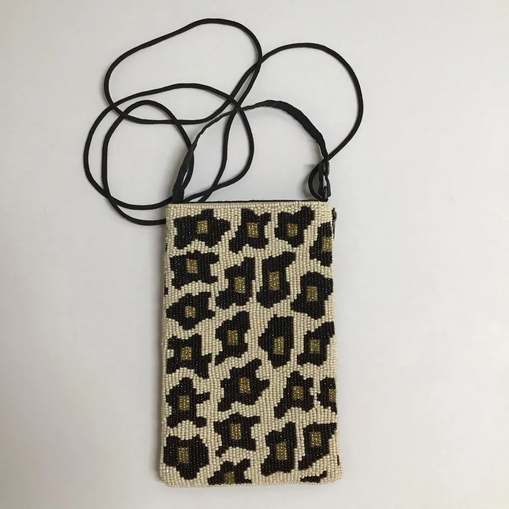 Beaded Leopard Crossbody Club Bag Wristlet Clutch Purse Wallet Bamboo Trading Co